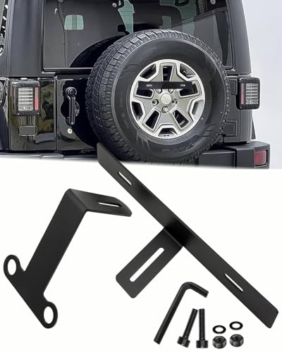 for Jeep Spare Tire License Plate Relocation Bracket Holder Compatible with 2007-2021 Jeep Wrangler JK JKU JL JLU, Black - size: For Jeep JK JL Spare Tire