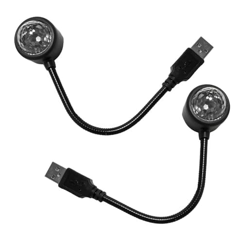 KVAEY USB Star Night Light, Adjustable Sound Activated Car Roof Atmosphere Lamp, Portable Romantic LED Auto Interior Ambient Light for Car, Bedroom, Party, Ceiling - color: 2 PCS