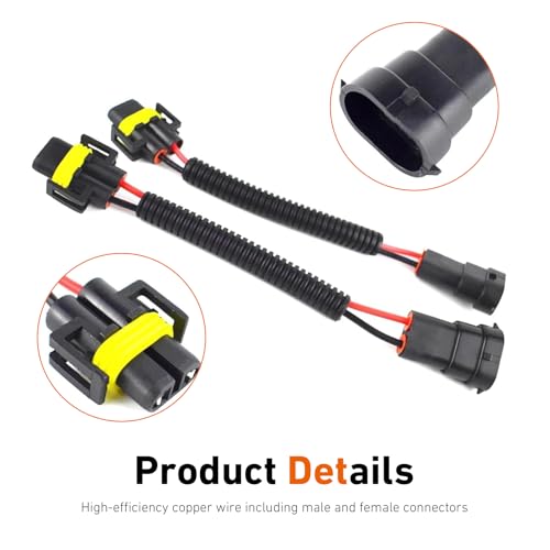 2 PCS Car Bulb Socket Conversion Wiring Harness, H11 Extension Wiring Harness Sockets Wires, Car Male-to-Female Conversion Connector, Universal for High/Low Beam, Fog Lights - color: H11