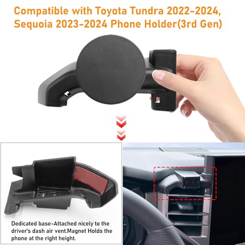 for Toyota Tundra Phone Holder 2022-2024 for Air Vent,Black - size: 22-23 Tundra Phone Holder