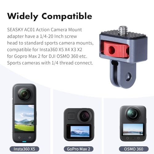 SEASKY AC01 1/4-20 Action Camera Mount Adapter for Gopro to Insta360 X6 X5