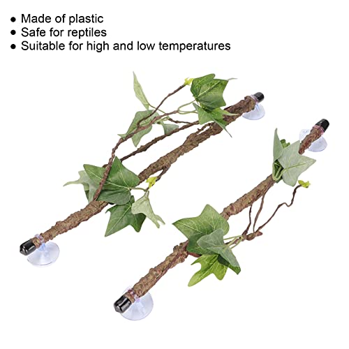 Reptile Corner Branch,Climbing Terrarium Plant Decoration Terrarium Plant Ornament with Suction Cup for Snake Lizard Bearded Dragons Gecko Climbing