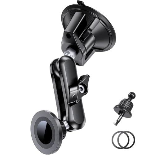 Magnetic Car Phone Holder [3-in-1] for Dashboard, Windshield & Vent, with Strong Suction Cup, Adjustable Metal Arm & 360° Rotation, Universal Phone Mount for All Cell Phones