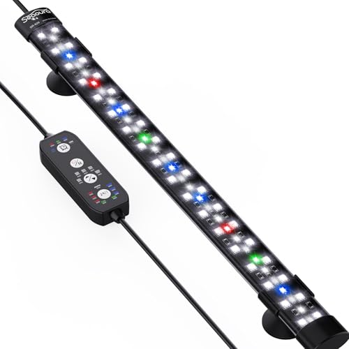 SEAOURA Submersible Aquarium Light for 16 to 27 Inch Fish Tank, 24/7 Cycle Fish Tank Light with Timer, Aquarium Plant Light with Full Spectrum+7 Single Colors, Auto On/Off, Adjustable Brightness - size: 15 Inch length