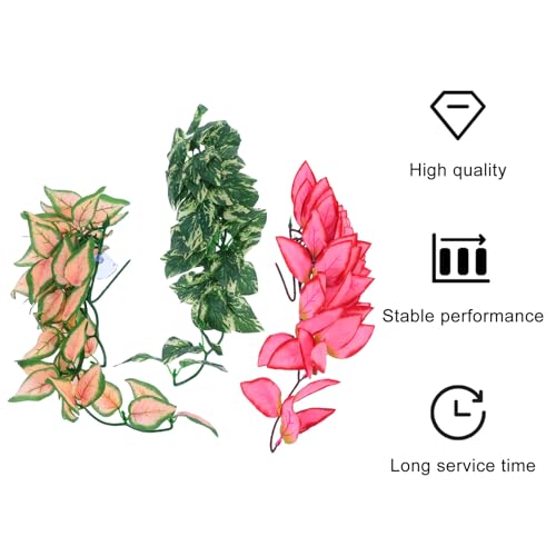 Cabilock Artificial Reptile Vines Jungle Climbing Plants 30cm Bendable Fake Hanging Vines 3pcs for Terrarium Habitat Decor Suitable for Gecko Snake Lizard Chameleon