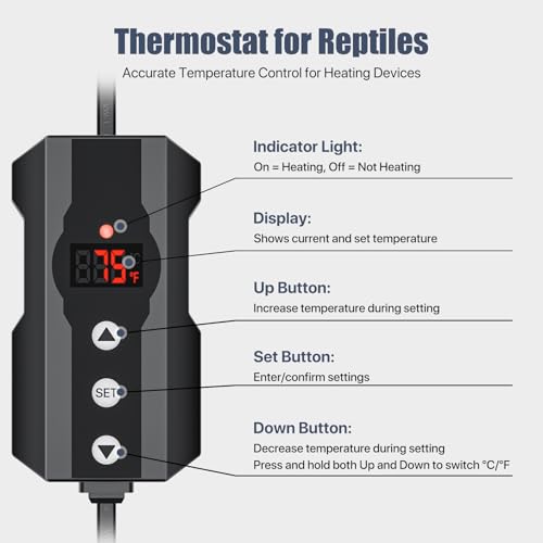 5.5" Deep Dome Reptile Heat Lamp Fixture with Clamp, PID Digital Thermostat Controller Kit, E26 Ceramic Socket UVA UVB Basking Bulb Holder for Terrariums, Bearded Dragons and Turtles - size: 1 Pack 5.5 Inch + Controller