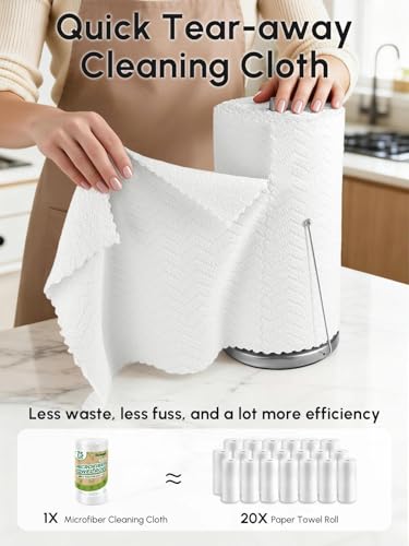 Microfiber Cleaning Cloths Roll 75 Pack 12x12 Inch Lint Free - color: White Ripple