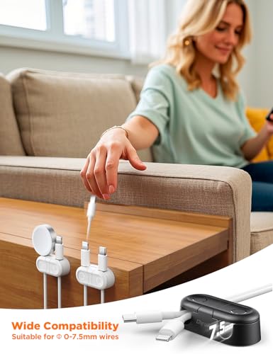 Chfeila 8Pack Magnetic Cable Clips, Dual Slot Cord Holder, White - color: White-8Pack