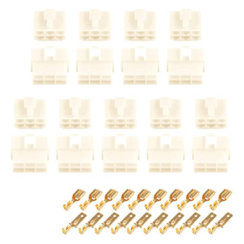 Glarks 180Pcs 6.3mm 8 Pin Way Electrical Automotive Wire Connector Male Female Socket Plug and Terminals Kit for Motorcycle, Bike, Car, Boats (10Set 6.3mm 8P) - size: 10Set 6.3mm 8P