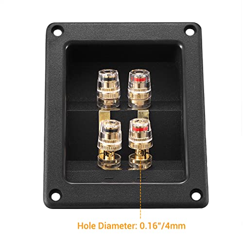 Facmogu 2PCS Rectangle 4-Way Speaker Terminal Box, Gold-Plated Terminal Cup - color: 4-way Rectangle
