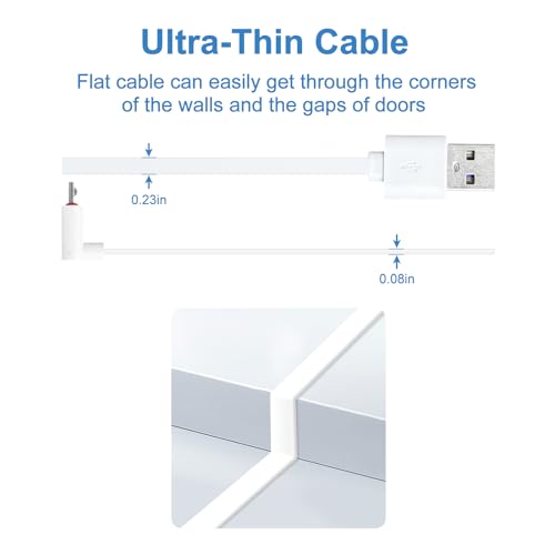 10FT Extension Cable with L-Shaped Adapter for Wyze Cam, 2 Pack - style: 10 FT White