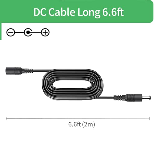6.6FT 2M DC Power Extension Cable 5.5mm x 2.1mm,for CCTV Camera IP WiFi Camera,DVR,LED Strip,DC Power Supply Adapter Extender Cable,Black (Pack of 2) - size: 6.6FT