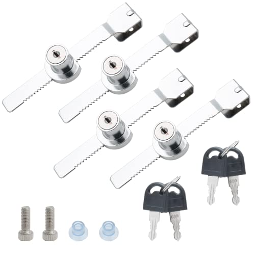 4 Pack Sliding Glass Door Lock Showcase Display Case Lock, Ratchet Lock Reptile Cage Lock and Key, Vivarium Lock for Drawer Cabinet, Fit Thickness 0.08-0.27 Inch / 2-6mm, Keyed Alike - size: 5.56 inch / 141mm - 4 Pack