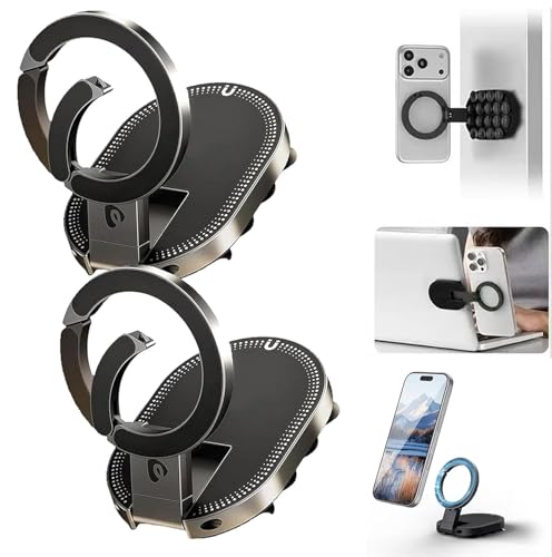 Yaslayp 3-in-1 Magnetic Phone Holder with Suction Cup,360°Rotatable - color: 2PC