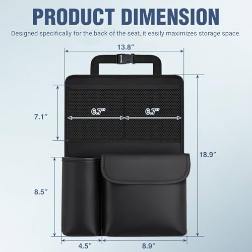 Nilight Car Seat Back Organizer 2PCS Black PU Leather Universal - color: Black Leather-2Pcs Middle Size