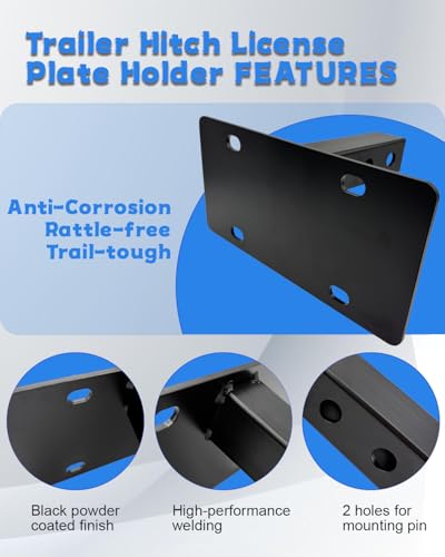 Trailer Hitch License Plate Holder, License Plate Bracket for 2’’ Hitch Front & Rear Receivers Heavy-Duty Steel License Plate Holder for Trailer for Truck; SUV; No Drilling Required - size: For 2 '' Hitch Receiver