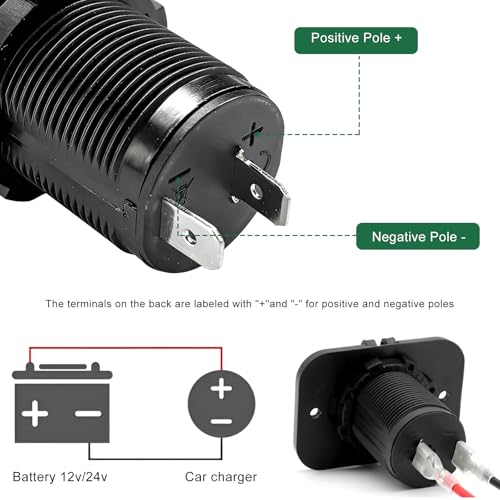 12V Cigarette Lighter Socket, DC Waterproof Power Outlet Socket with Fuse Wires, Cigarette Lighter Female Connectors Replacement for Car Marine Boat Motorcycle ATV RV - color: 1 PCS