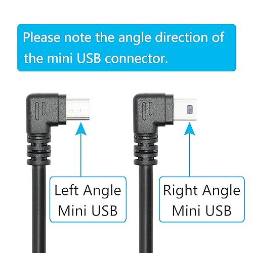 Short Mini USB Power Data Cable 9", Dash Cam Power Cord 5V/2A, 480 Mbps
