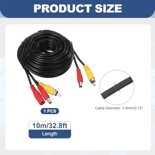 MECCANIXITY RCA DC HD Video AV Extension Cable 32.8FT/10M 2 in 1 - size: 32.8FT/10M