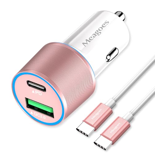 67.5W Pink Car Charger USB C Super Fast Charging for iPhone 17 Pro/Android - color: Rose Gold, size: 3.3 ft