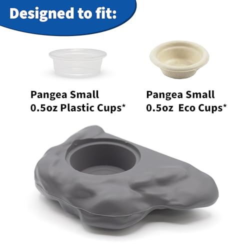 Pangea Silicone Gecko Feeding Ledge - Magnetic Mini Food Dish for Reptile Tank - 4.125" x 2.625" x 1.18" - Fits 0.5oz Cups (Gray) - color: Gray