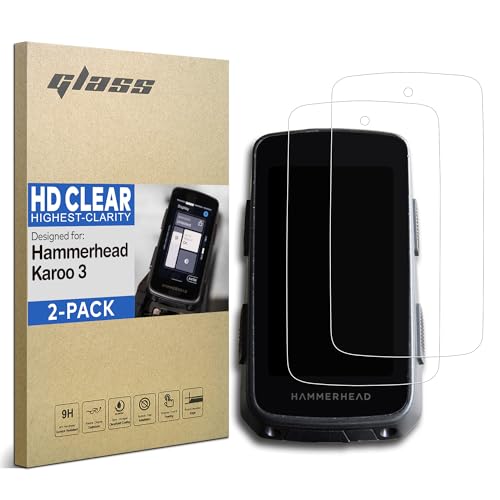 [2-PACK] Tempered Glass Screen Protector for Hammerhead Karoo 3 Bike Computer 3.2" Touchscreen Anti Scratch/Fingerprint (HD Clear) - color: 2x Glass (HD Clear)