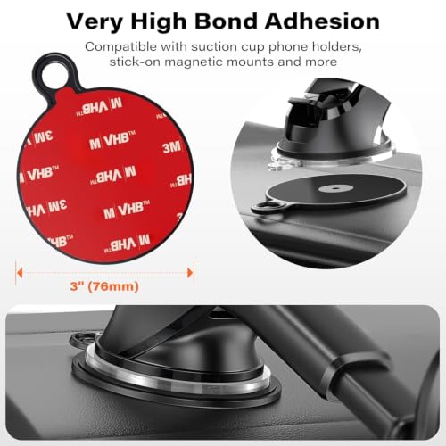 APPS2Car 3Pcs 3" Dashboard Pad Mounting Disk for Suction Cup Phone Mount - size: 3 Inch Round - 3 Pack - Single-Sided