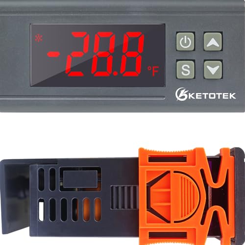 KETOTEK Digital Temperature Controller Fahrenheit &Centigrade Thermostat 120V 16A Relay with Sensor, Heating and Cooling for Homebrew Incubator Greenhouse - style: Output: 16A