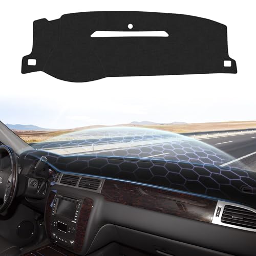 Sunsdrew Dash Cover for 2007-2013 Chevy Silverado Sierra,2007-2014 Chevy Tahoe Suburban Denali Avalanche Dashboard Cover Mat for Suede Dash Mat Accessories Sun Shade Nonslip Mesh Protector No Glare - size: 07-13 Silverado Dash Cover