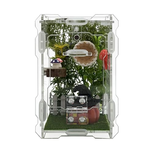 Jumping Spider Enclosure Kit - Acrylic Habitat with Magnetic Lock & Feeding Port - 5.1x3.1x3.1 inch Ventilated Terrarium for Small Pets, Jumping Spiders, Tarantula Slings, Beetles - size: 5.1 x 3.1 x 3.1 inches