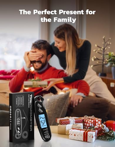 Instant Read Meat Thermometer Digital with Dual Probe, Food Thermometer for Cooking, Baking & Grilling, Large Backlit & Calibration, Grill Thermometer for Outside/Kitchen/Oven/Smoker, Bakeware - color: Black