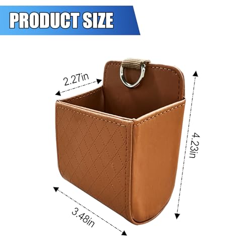 Car Vent Storage Bag, Leather Car Dashboard Organizer Pocket, Brown - color: Brown