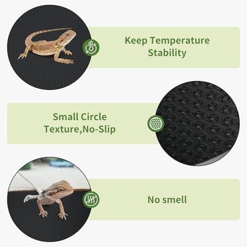 24"x60" Bearded Dragon Tank Accessories Reptile Mat 40 Gallon, Non-Slip Reptile Tank Liner with 4 Carpet Corners, Reusable Bearded Dragon Tank Flooring for Bearded Dragon, Leopard Gecko,Lizard