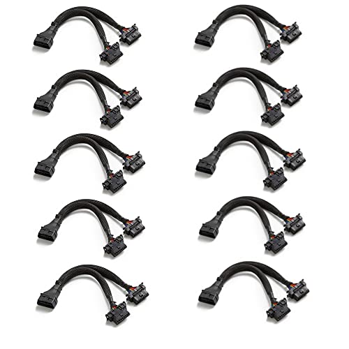 bbfly-B6 OBD2 Splitter OBDII Extension Cable Adapter (1FT/30CM) (10Pack) - size: 10Pack