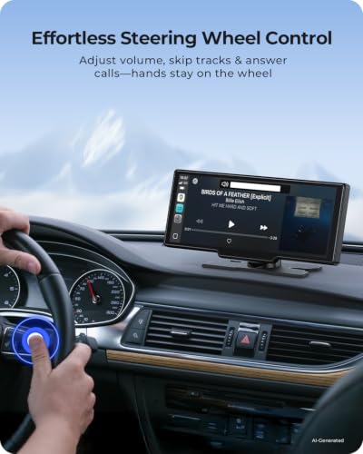 9.26" Wireless Carplay Screen for Car with 4K Dash Cam & HD Backup Camera