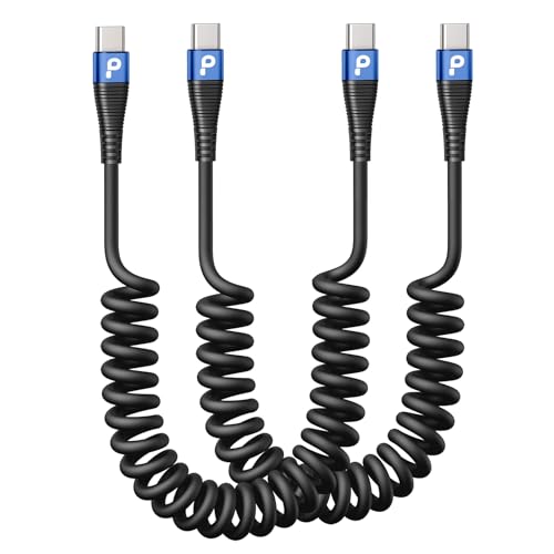 USB C Cable 100W 3FT Coiled USB C to USB C Charger Cable for Car, 2Pack - color: Blue, size: 3FT, style: USB C to USB C