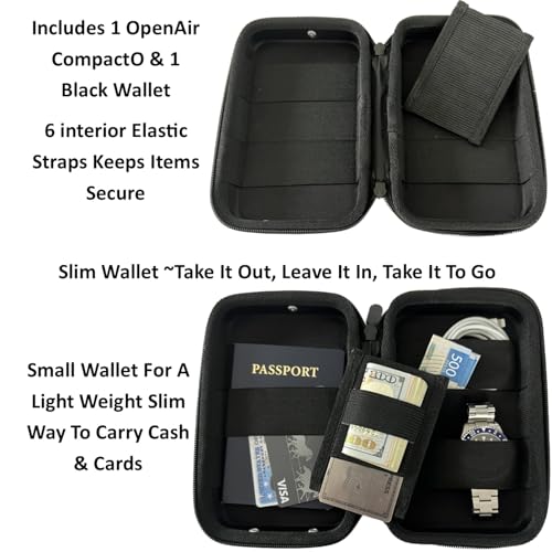 Keyfit Tools OpenAir CompactO EveryDay Carry Case Bag for Men ~Free Up Your Pockets & Organize Your Life Men's Travel Handbag - color: Black on Black