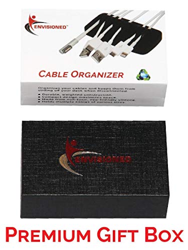 ENVISIONED Desktop Cable Organizer, Weighted, Eco-Friendly Silicone, No Bad Smell, Bundled with 4 Reusable Cable Ties (Red) - color: Red
