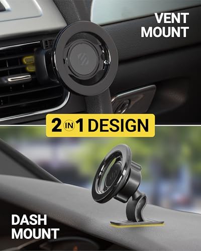 Scosche MagicMount SMSDV MagSafe Dashboard/Vent Car Mount, Magnetic Cell Phone Holder, Phone Stand for Dash/Vent Compatible with iPhone 16/15/14/13/12/Pro/Max/Plus/Mini/MagSafe Case, Pack of 2 - size: 2 Pack, style: Dash / Vent