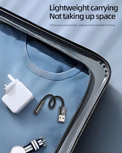 USB to 3.5mm Jack Audio Adapter Aux Sound Headphone Cable PC Port for Apple Adaptor Cord Car Devices Replacement Microphone Headset External Plug Auxiliary Stereo Interface DAC Gamecube Converter