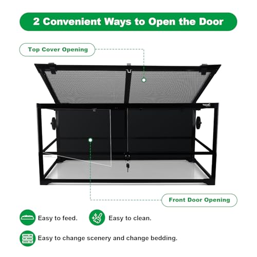 67 Gallon Reptile Tank Large Full Glass Terrarium, Bearded Dragon Tank Front Opening Reptile Enclosure Cage with Anti Escape Ventilated Top Lid for Snake Gecko Lizard Turtle 36''x18''x24''