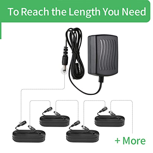 12V/24V DC Power Extension Cable 5.5mm x 2.1mm 10FT 2Pack, Black - size: 10FT