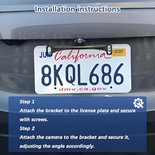 Car Rear View Camera License Plate Bracket, Anti-Rust Vehicle License Plate Back up Camera Mount, Automotive Dashcam Mirror Reverse Rear Installation Holder, Universal for Vehicles