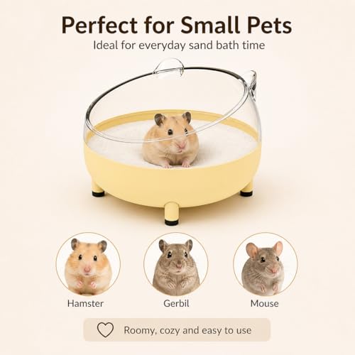 Meow&Woof Hamster Sand Bath Container, Large Sandbox Toilet Gerbil Batheoom, Tiny Chinchilla Dust Bathtub Sand Bath Box for Hamster Cage Accessories 5.2 Inch-Grey - color: Grey