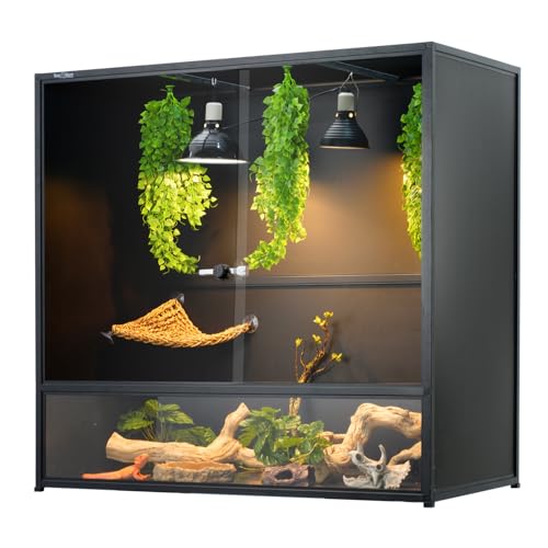 Reptile Tank 230 Gallon, 48"x24"x46" Large Reptile Enclosure for Bearded Dragon and Ball Python, Extra Tall Snake Terrarium with Front Opening Tempered Glass Door, Combination Lock - size: 48"x24"x46" (230 Gallon)
