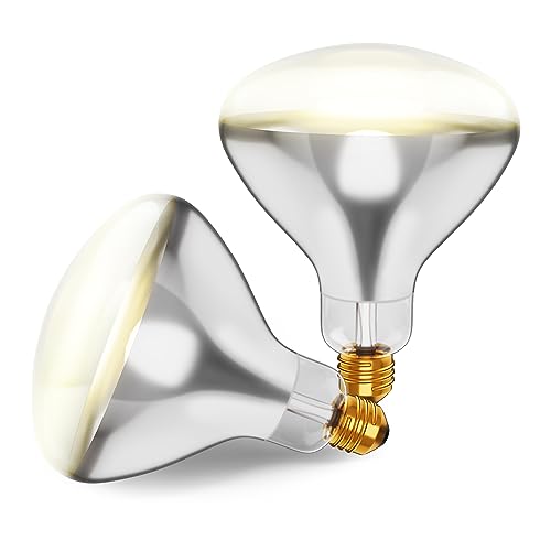 KOR 250 Watt R40 Clear Heat Lamp Light Bulb, Incandescent Reflector, Head Lamp, Heat Flood Lamp Light Bulb, E26 Standard Medium Screw Base, 120V, 2,000 Hour Rated, 2 Pack - color: Clear