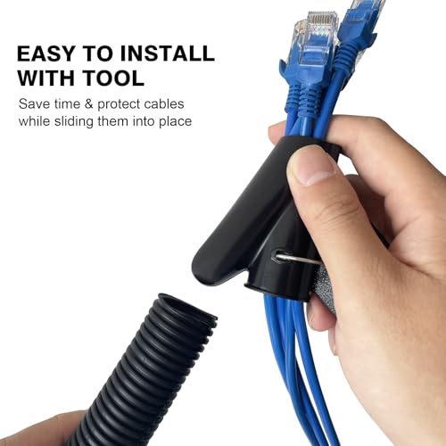 25FT - 3/4 Inch Split Wire Loom with Installation Tool - Black - size: 3/4"-25ft