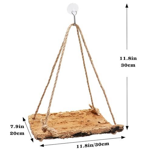Oooct Hermit Crab Climbing Toy, Natural Wooden Reptile Swing Toy, Pet Cage Tank Aquarium Accessories for Hermit Crab Lizard Chameleon Hamster Guinea Pig Chinchilla Bird Parrot - size: Large-11.8 × 7.8 Inch