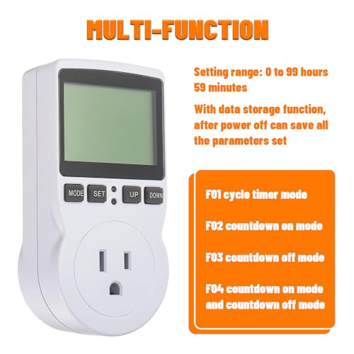 110V Digital Temperature Controller, LCD Screen Heating Cooling Thermostat Outlet Socket with Sensor Timer Regulator for Reptile Incubator Greenhouse Brewing Refrigerator