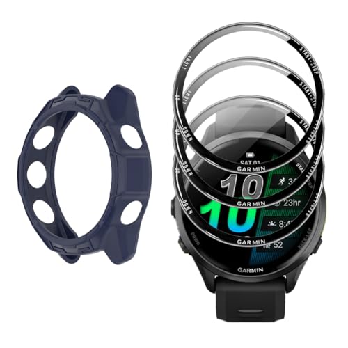 Watch Screen Protector for Garmin Forerunner 570 47mm and protective Case - color: Blue